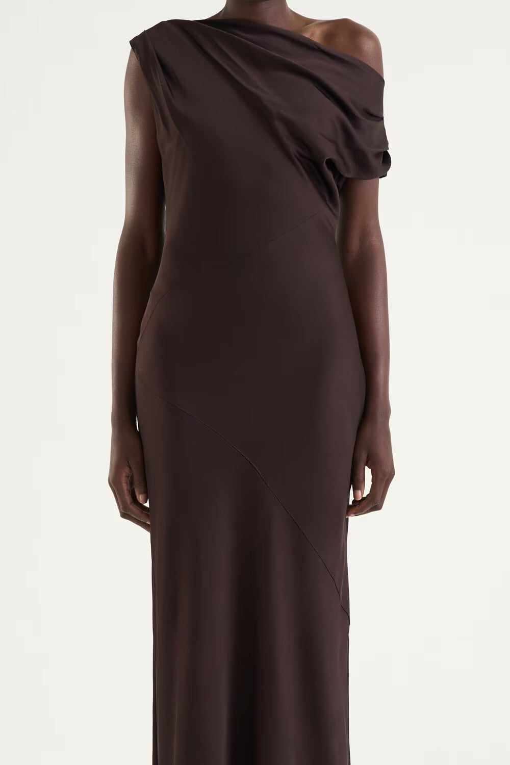 Vanessa satin dress  Mocha Brown