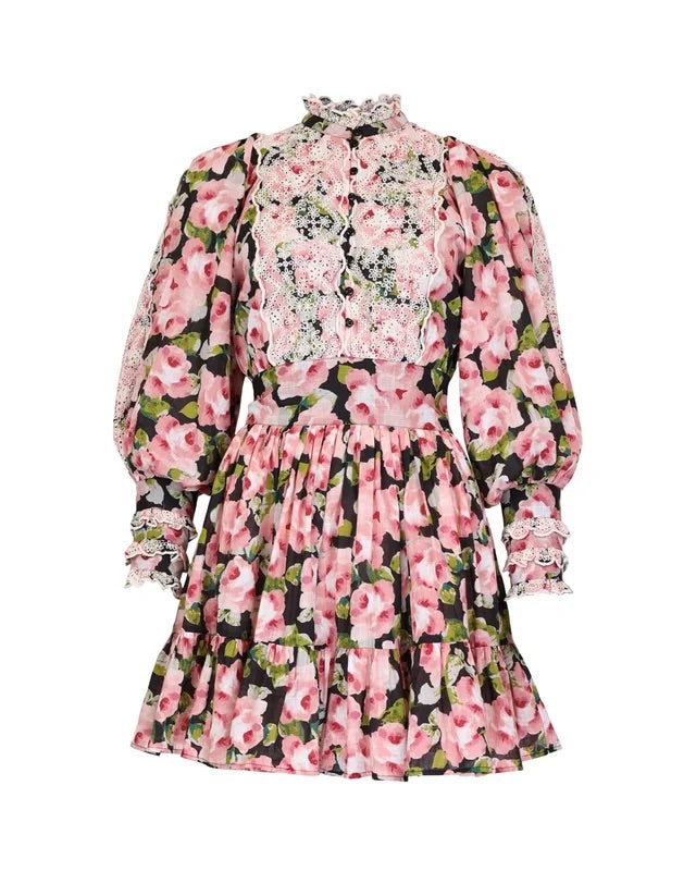 Cotton Slub Mini Dress  Rose Bouquet