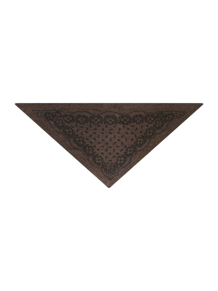 Ariya Paisley Knit Scarf Brown Melange