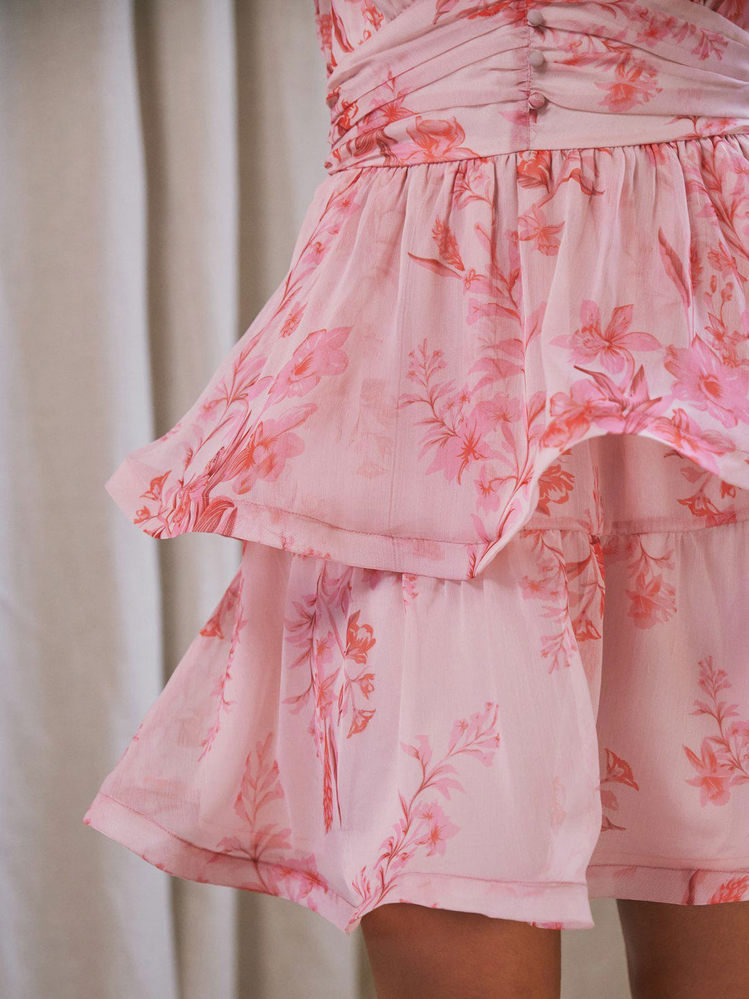 Rivana Print Chiffon Dress  Pink