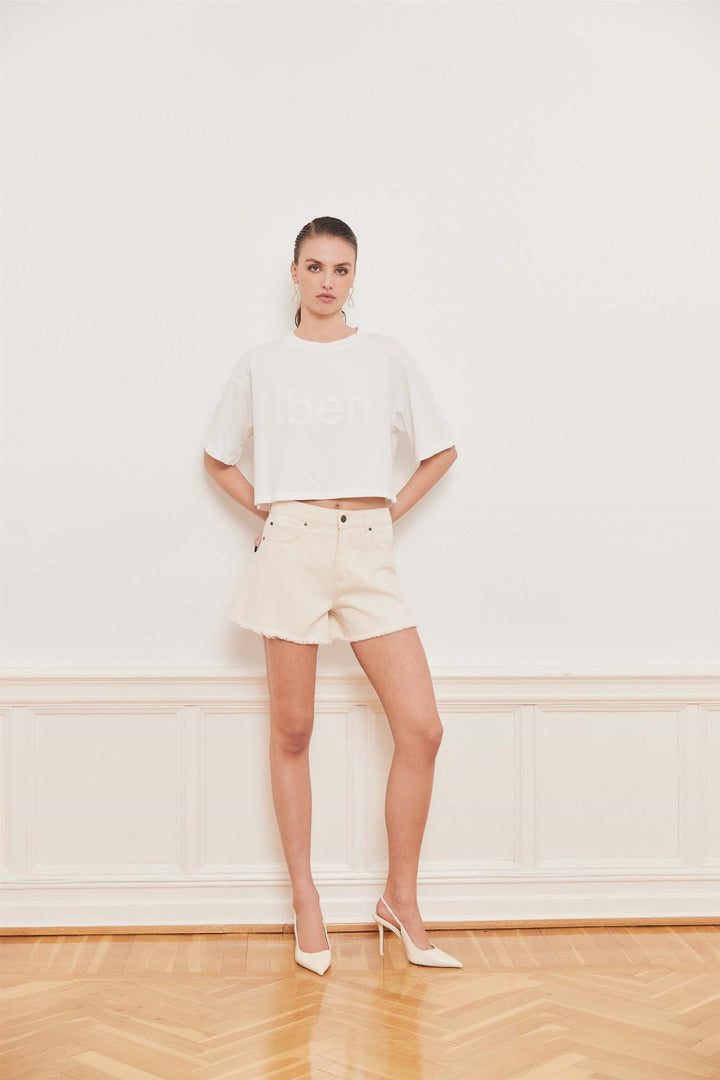 Rocky Cropped Tee  White