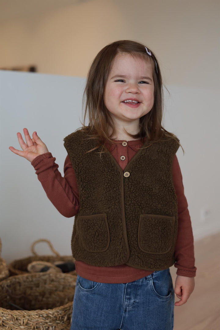 Nmnjono Rlx Sherpa Vest Lil  Mellombrun