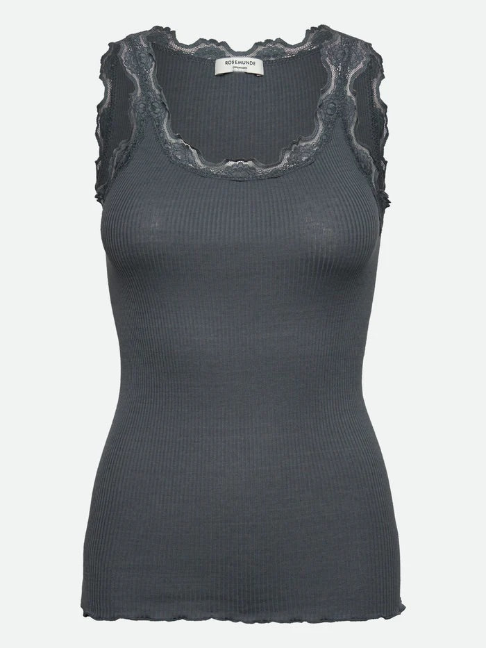 RWBabette Silk SL U-neck Lace Top  Stormy Weather