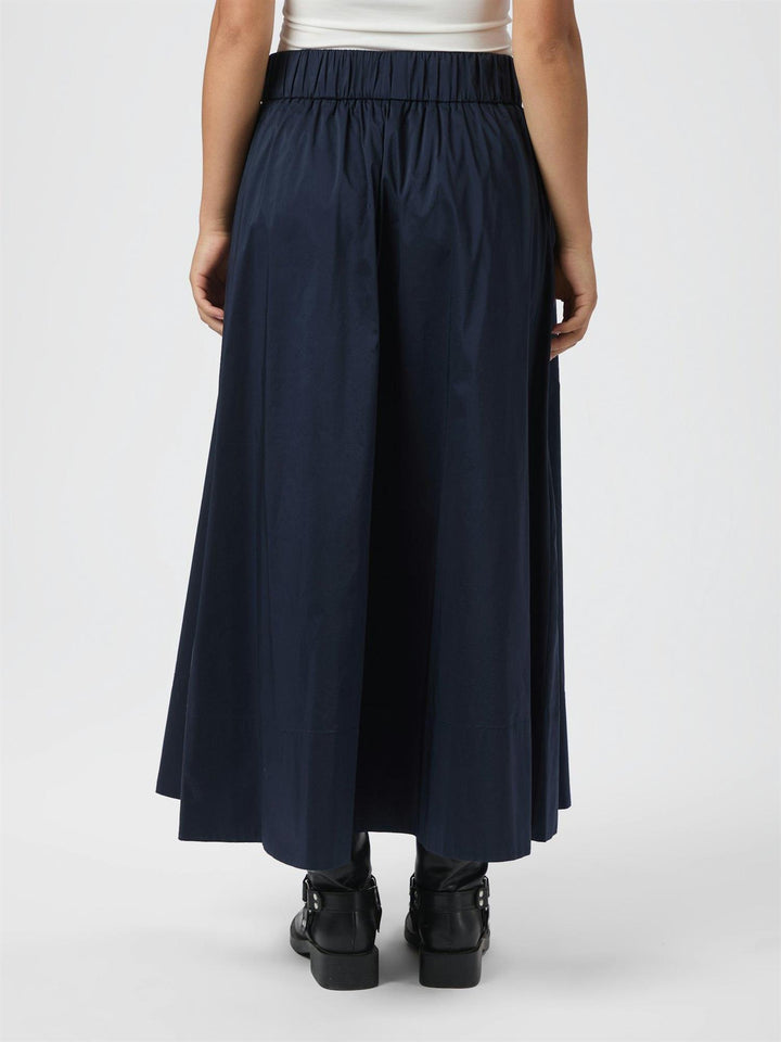 Yara Long Poplin Skirt  Navy