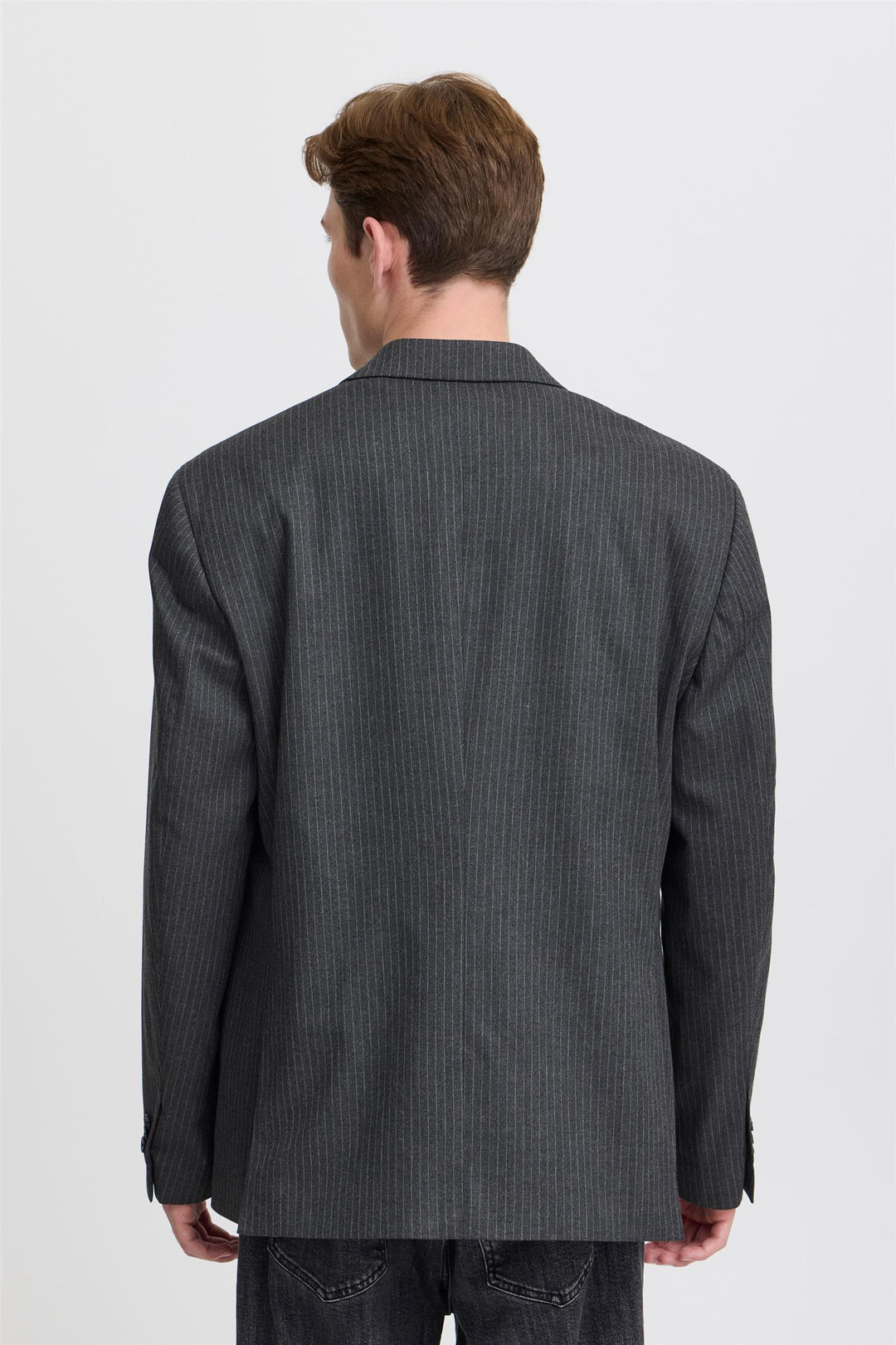 BRUCE pinstriped relaxed blazer  Dark Grey Melange