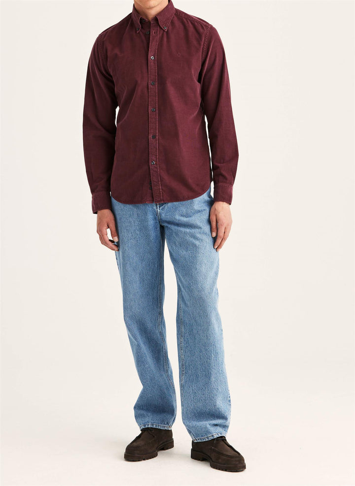 Douglas Cord Shirt-Slim Fit  Wine Red