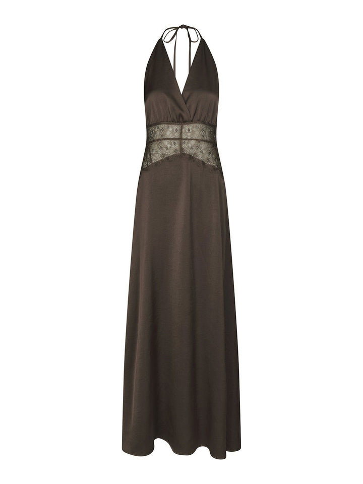 Jasine Heavy Sateen Dress  Dark Brown
