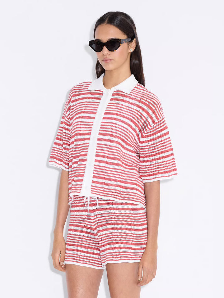 Kelp Striped Shirt  Red Stripe