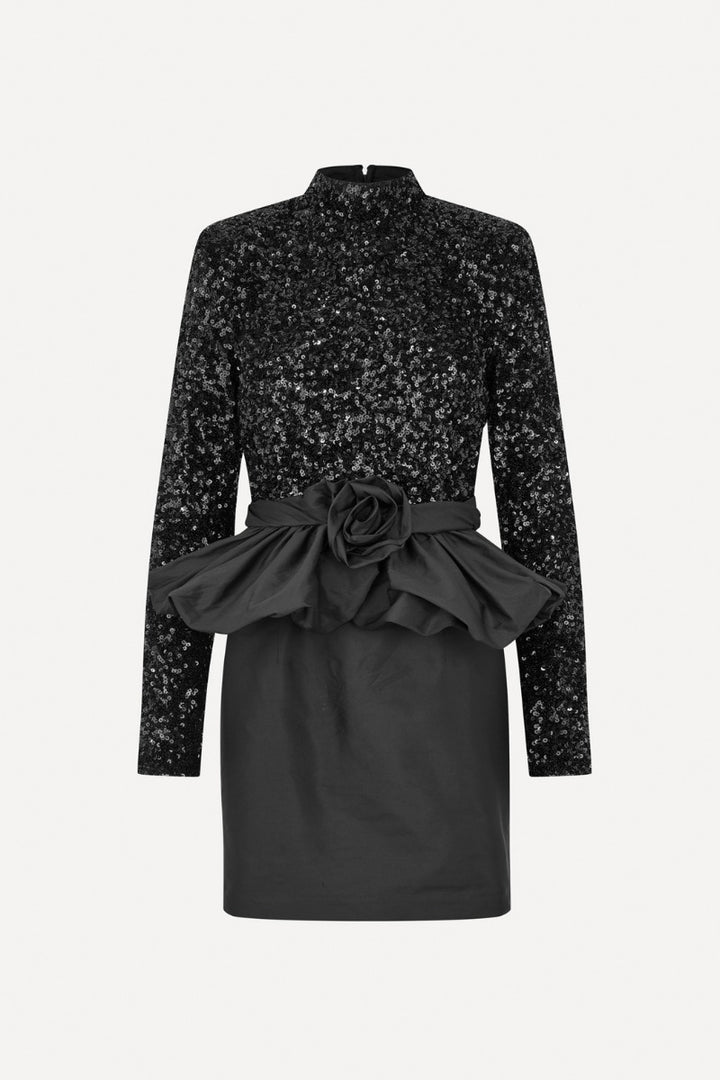 LS MINI PEPLUM DRESS  Black 100