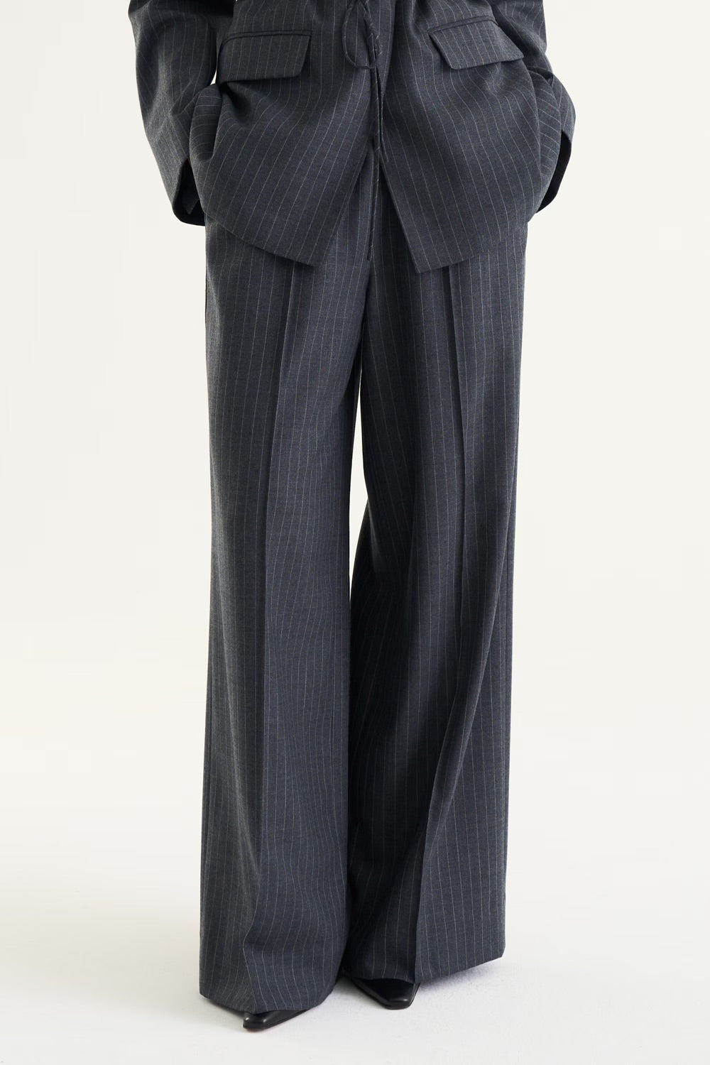 Linn Trousers  Grey Pinstripe