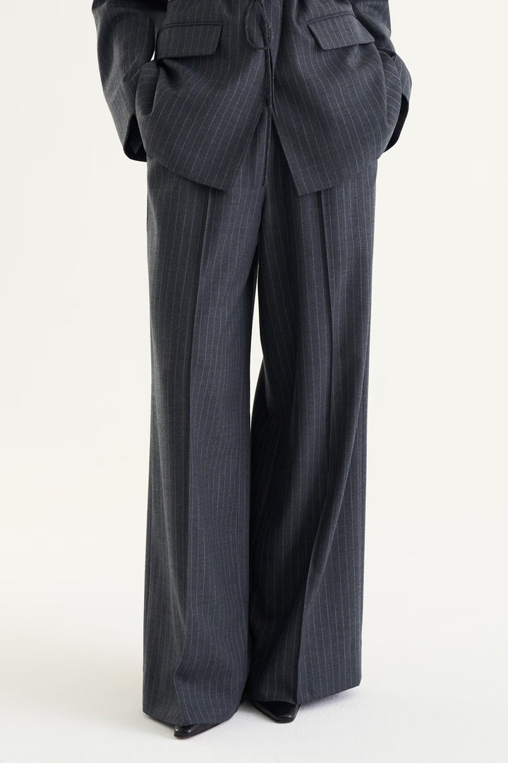 Linn Trousers  Grey Pinstripe