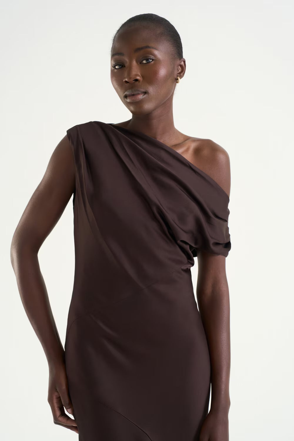 Vanessa satin dress  Mocha Brown