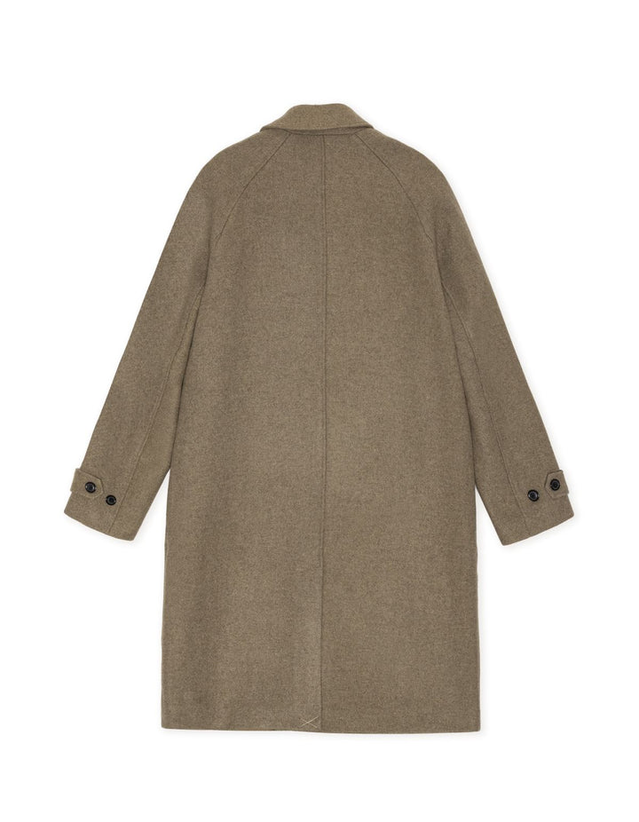 Solid Wool Coat  Dark Sand Melange