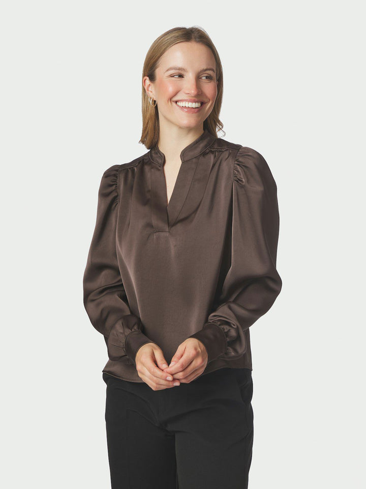 Rosslyn Heavy Sateen Blouse  Dark Brown