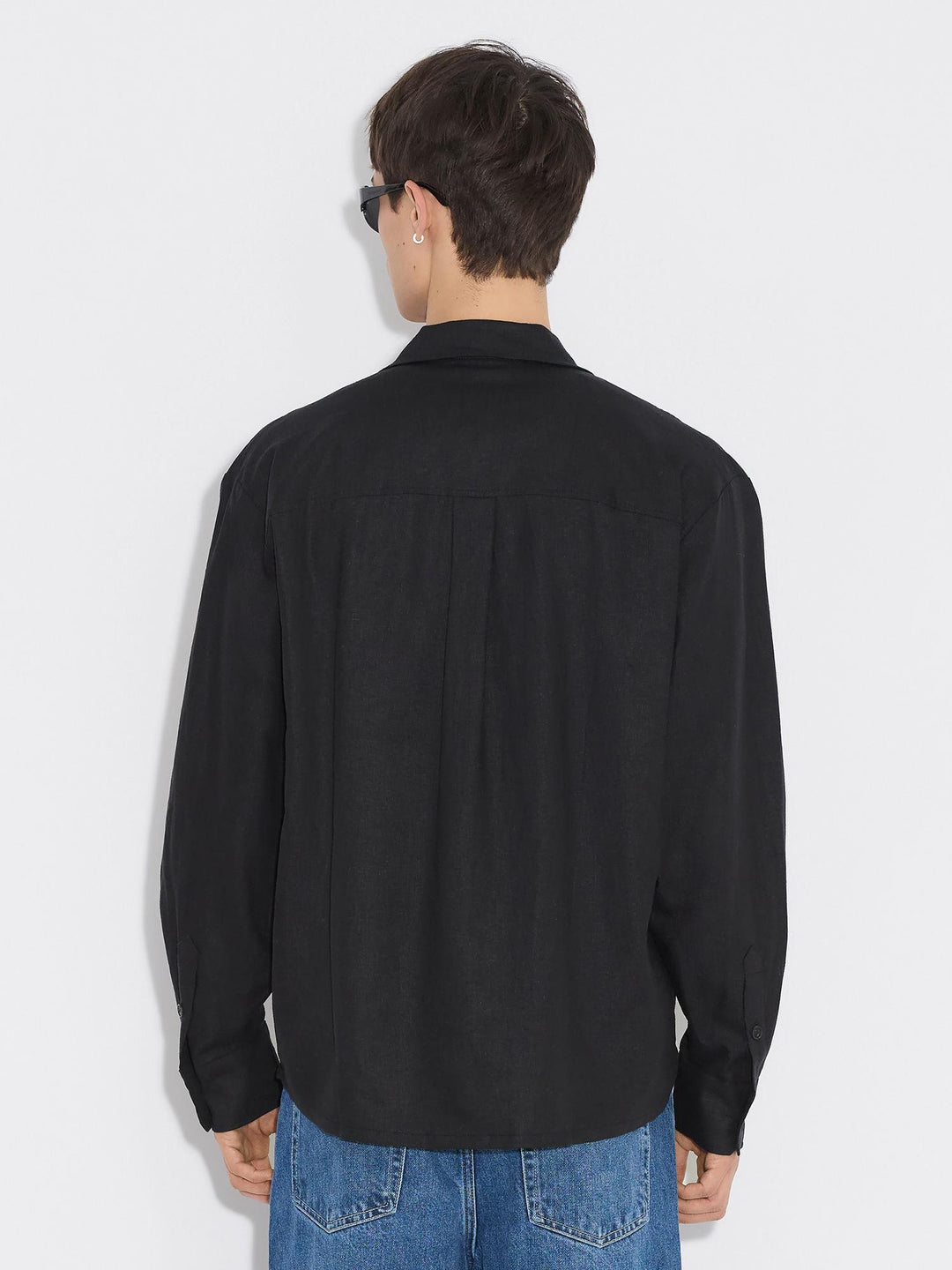 Regular Linen Shirt  Black