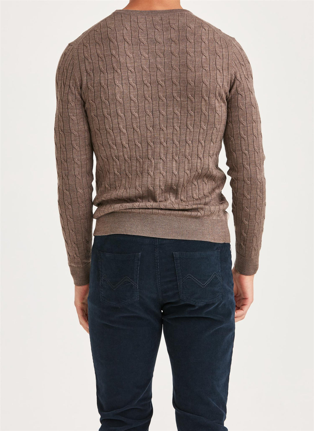 MERINO CABLE ONECK  Brown