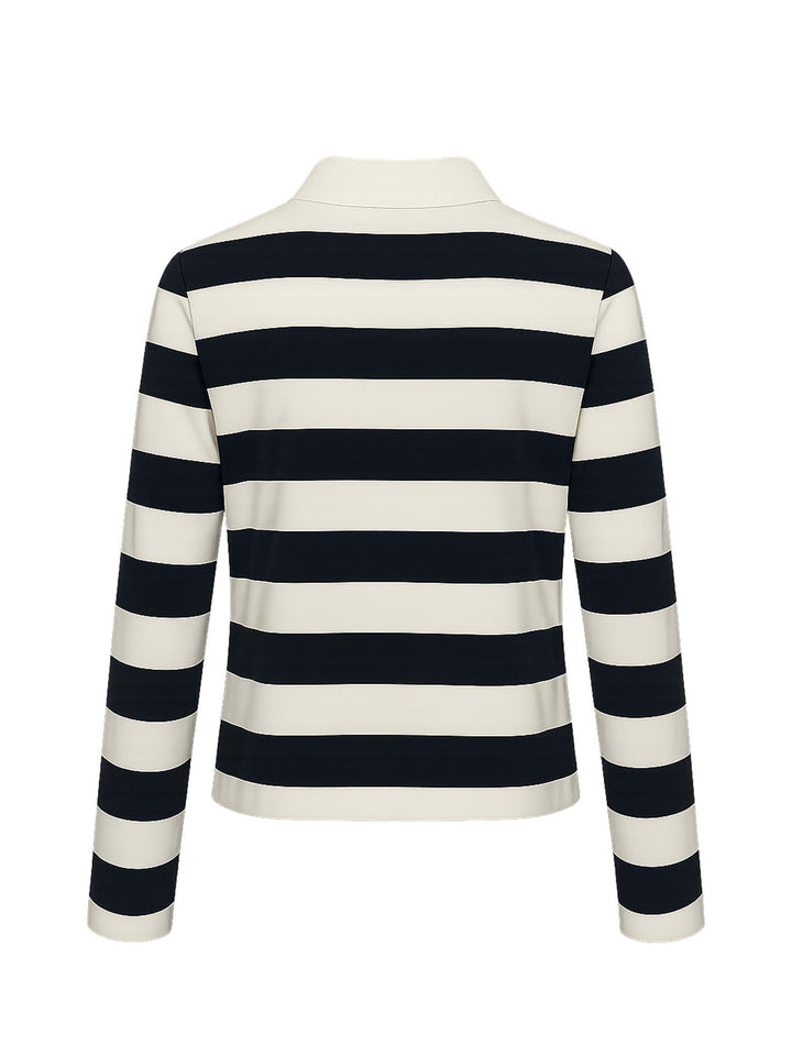 Grante Stripe Ls Polo Tee  Navy