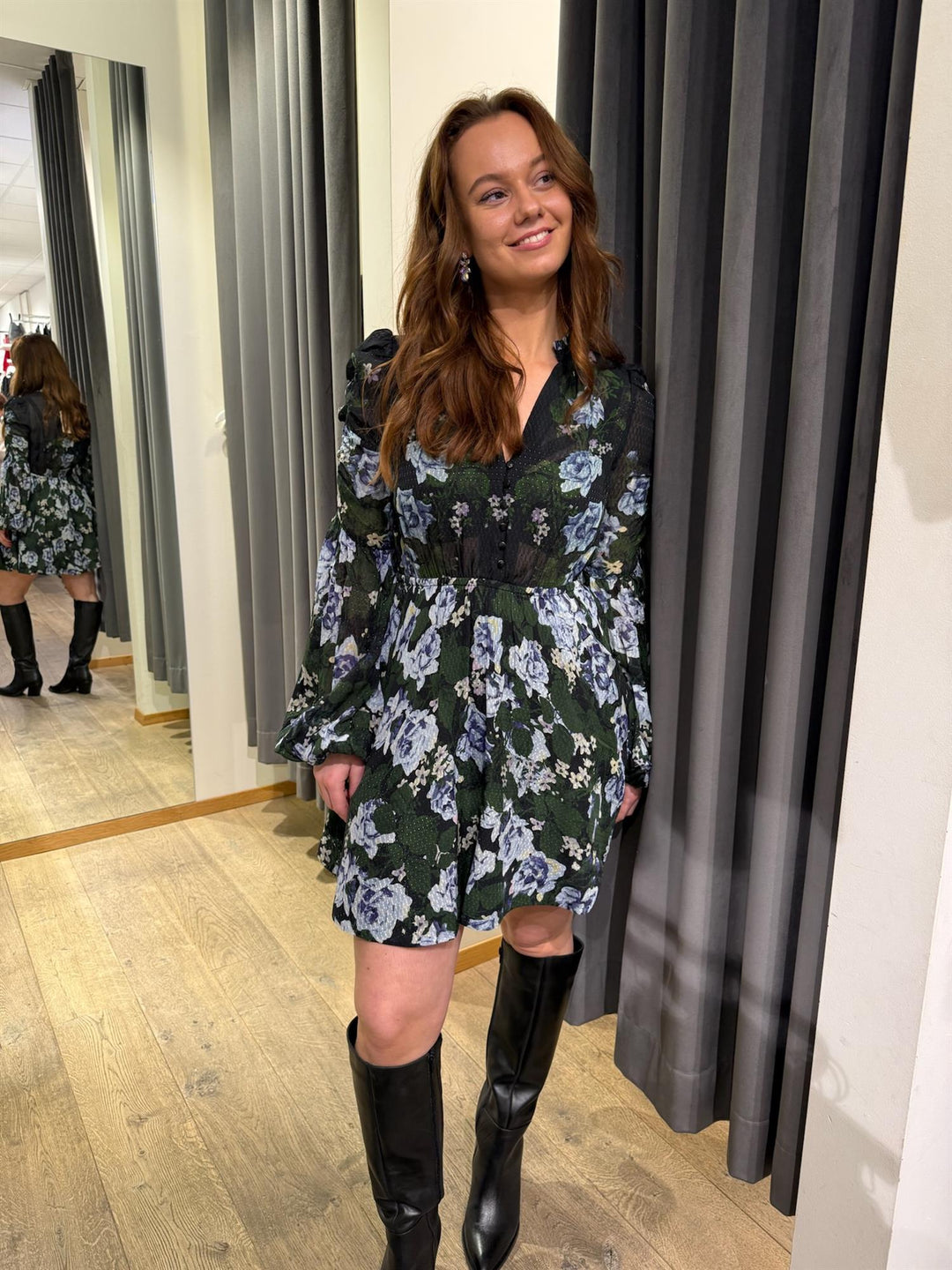 Georgette V-Neck Dress  Amadora