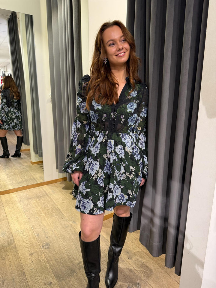 Georgette V-Neck Dress  Amadora