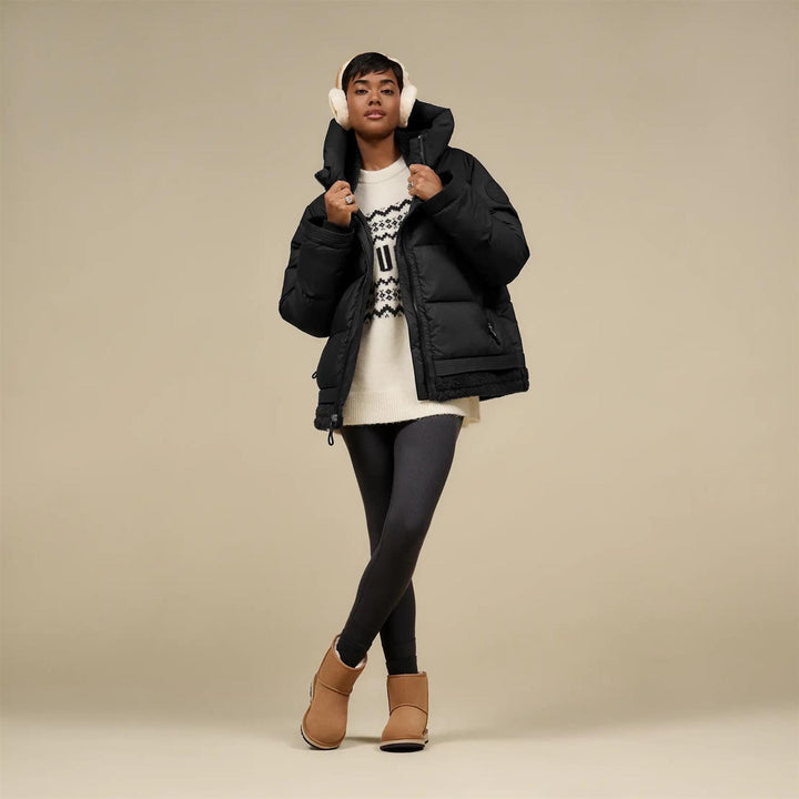 Sheepskin embroider earmuff  Chestnut