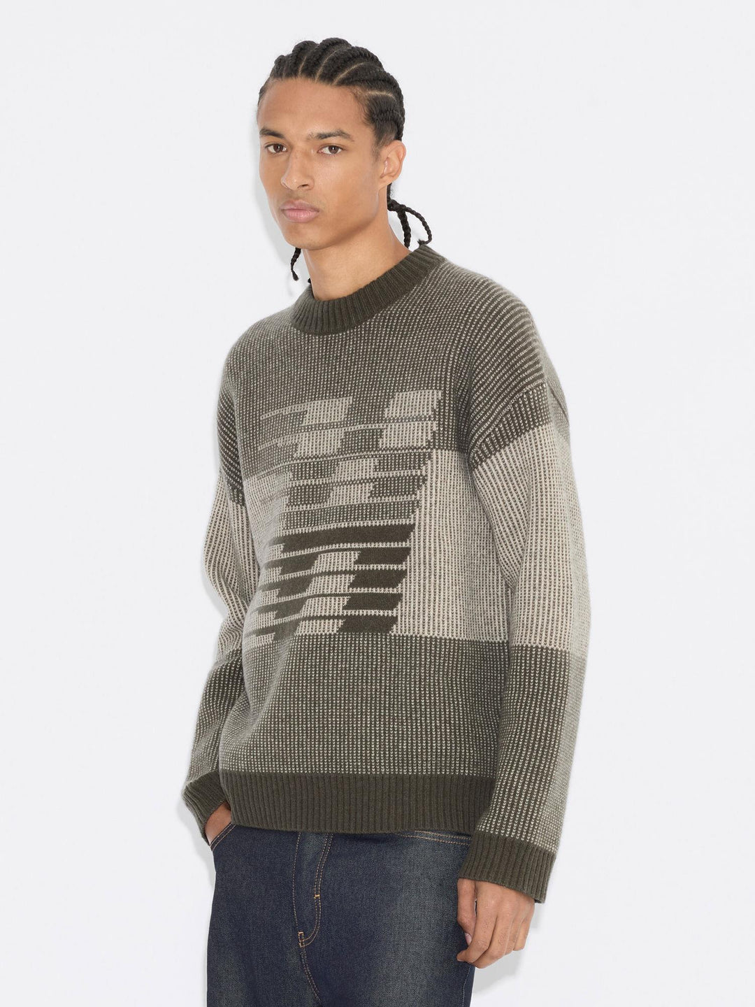 Ski Logo Crewneck Sweater Dk. Green Mix