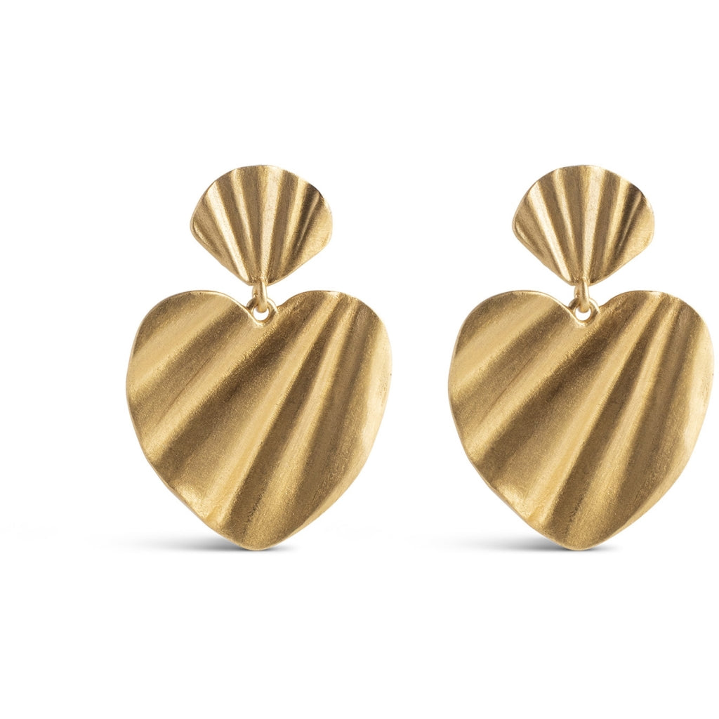 Earring, Wave Heart Gold Plated