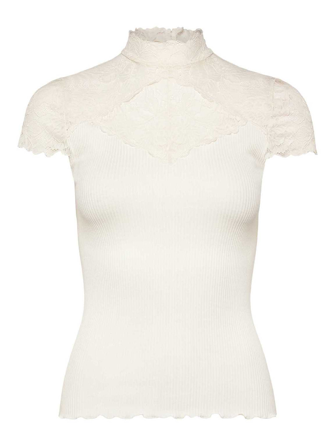 RWBeatha Silk Capsleeve Lace T-shirt  Ivory