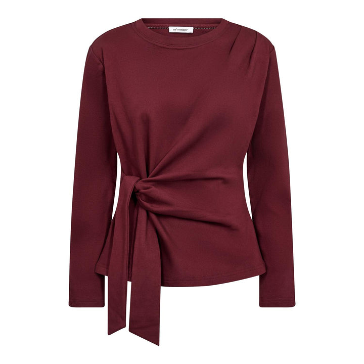 OrianeCC LS Pleat Tie Tee  Wine Red