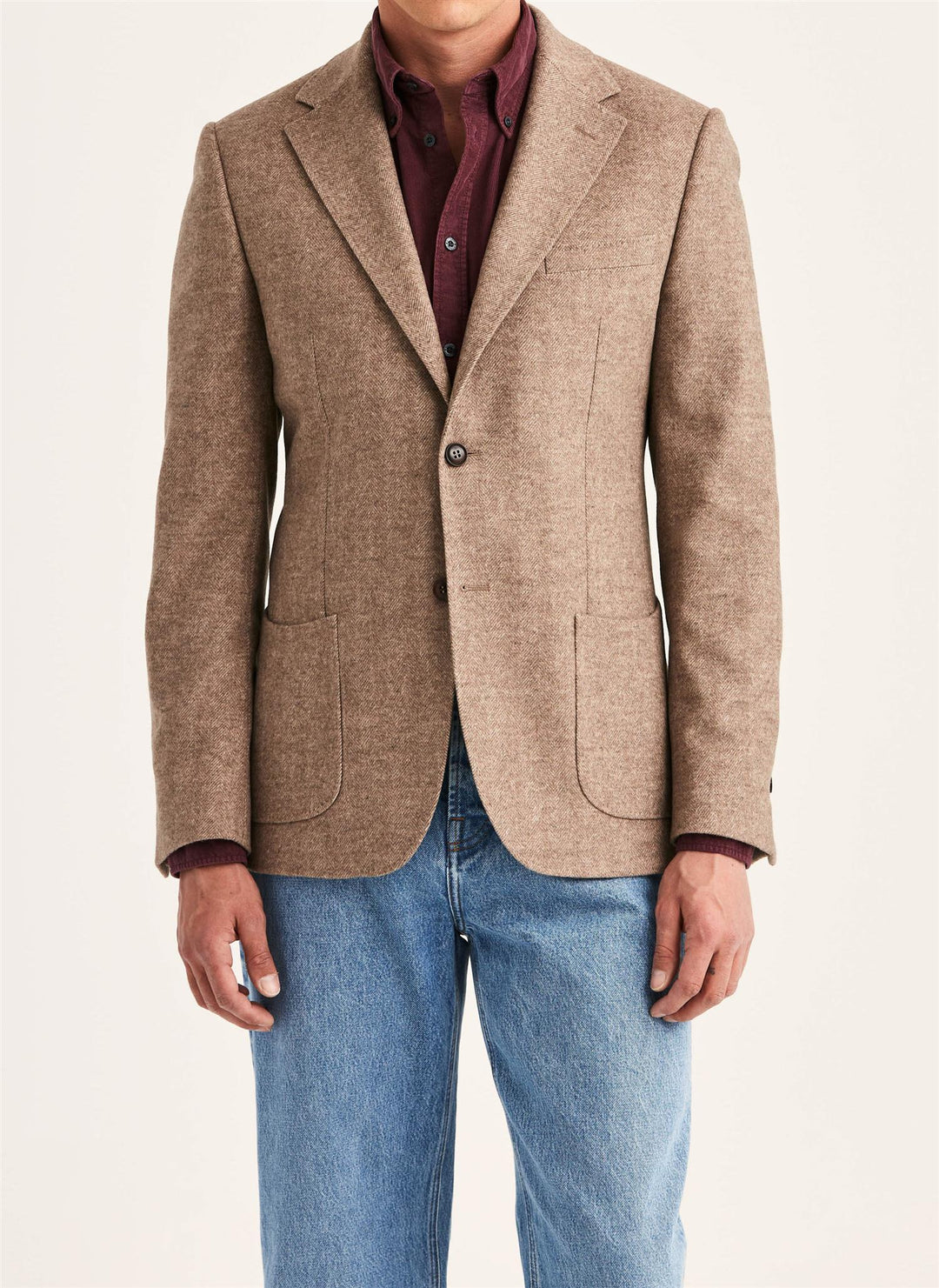 Soft Herringbone Jacket  Khaki