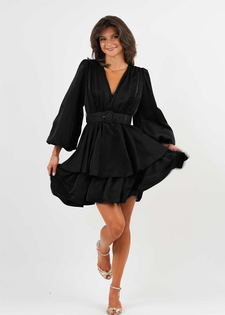 Abina Satin kjole  Black
