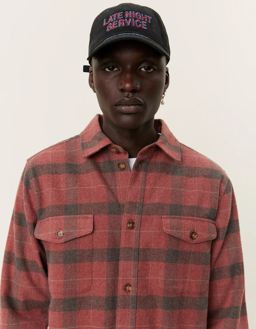 Lennon Flannel Check	Shirt  Coffee Brown/Fired Brick