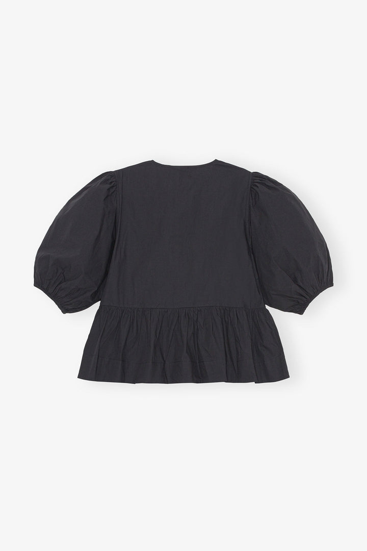 POPLIN PEPLUM BLOUSE  Black