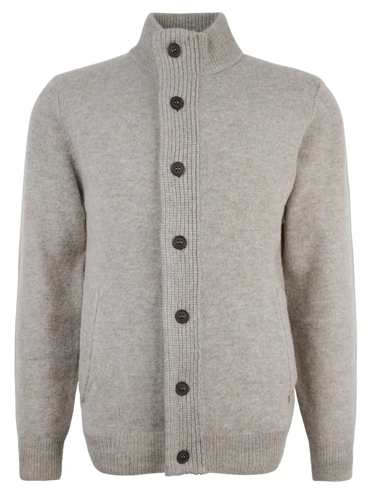 Essent Patch Zip Through Knitted Jumper  New Stone