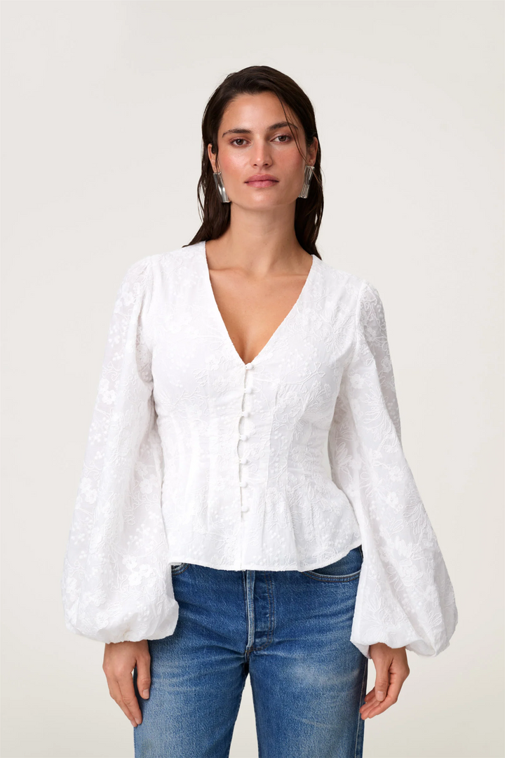 PALENA BLOUSE  White Embroidry