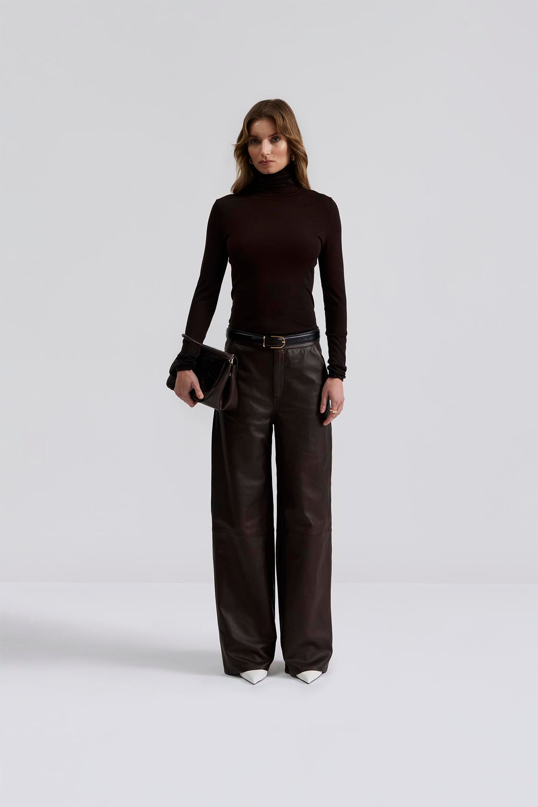 Quinn thin turtleneck wool top  Black