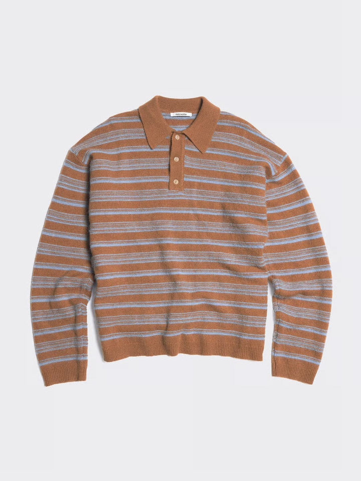 Ollie Wool Polo 26-01  Brown Stripe