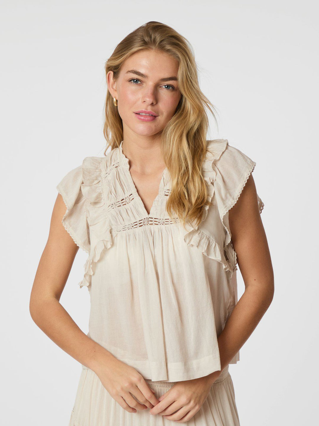 Jayla S Voile Top  Ivory