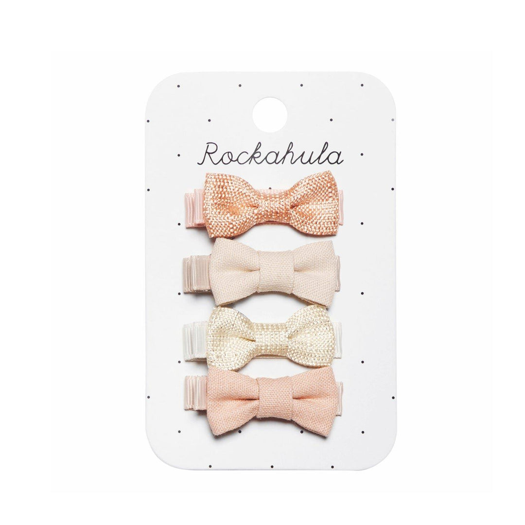 FLORA LINEN MINI BOW CLIPS  Flora