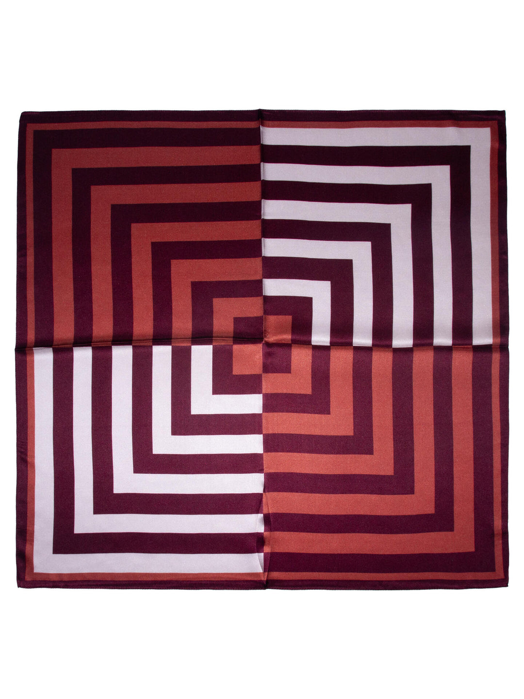 Skjerf geometrisk SILKE 65x65cm  Vinrød