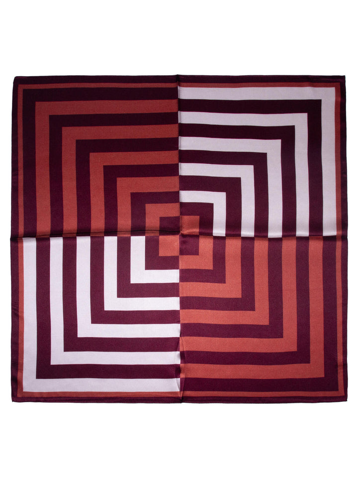 Skjerf geometrisk SILKE 65x65cm  Vinrød