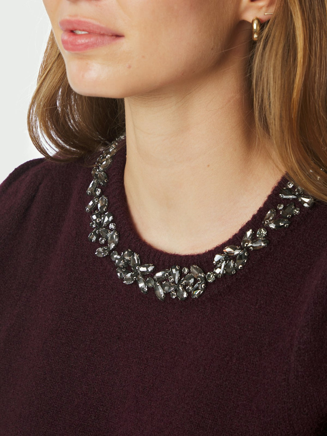 Maia Stone Knit Blouse  Wine