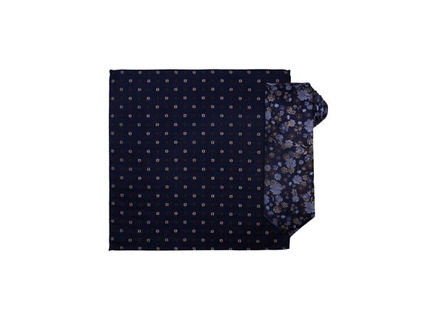 Santi silkeslips+lommetørkle mønstret sett navy  Navy