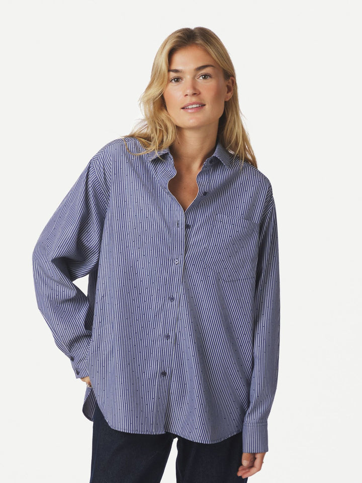 Dalma B Stripe Stone Shirt  Midnight Blue