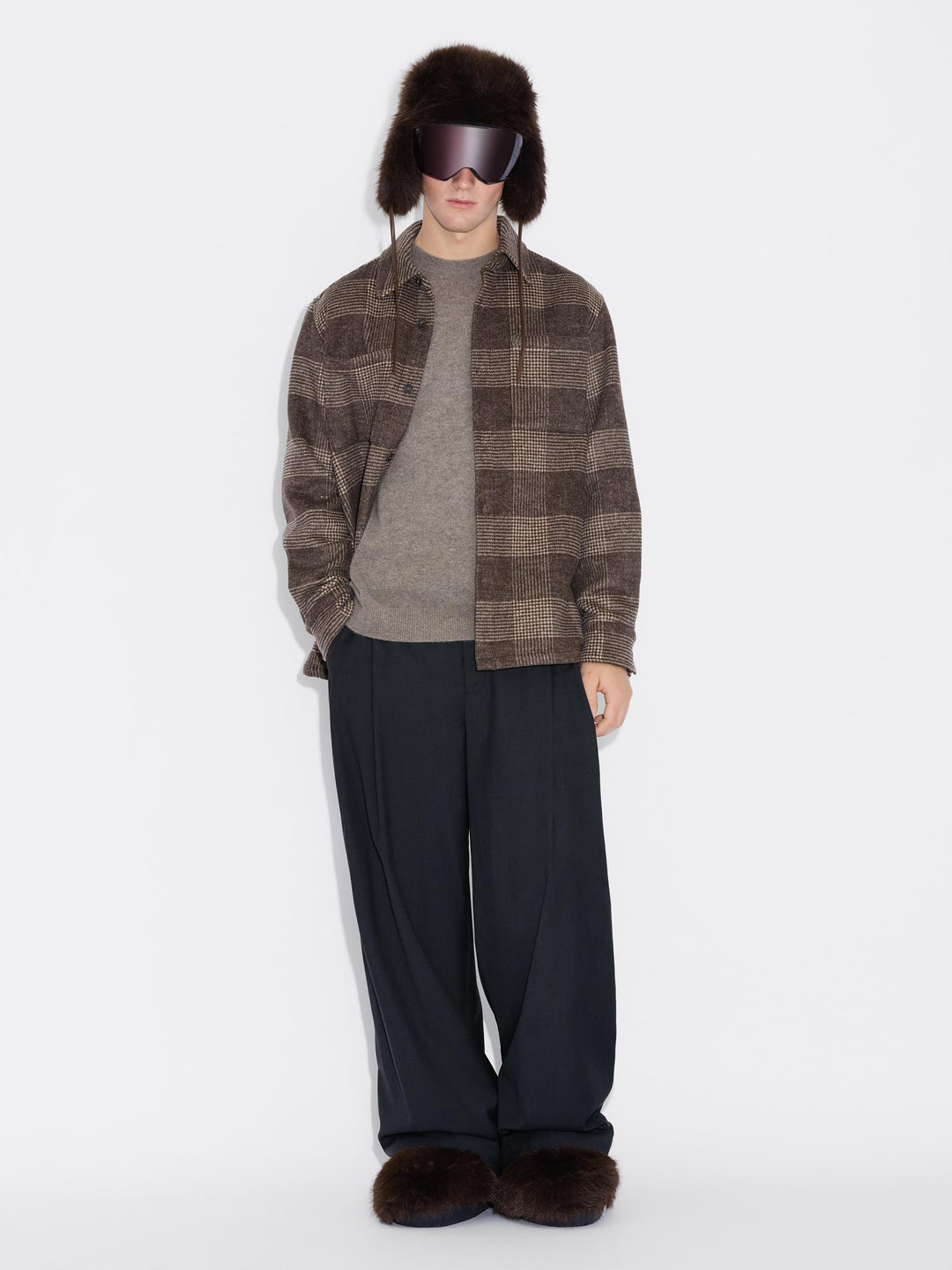 Mildew Flannel Overshirt  Brown Check