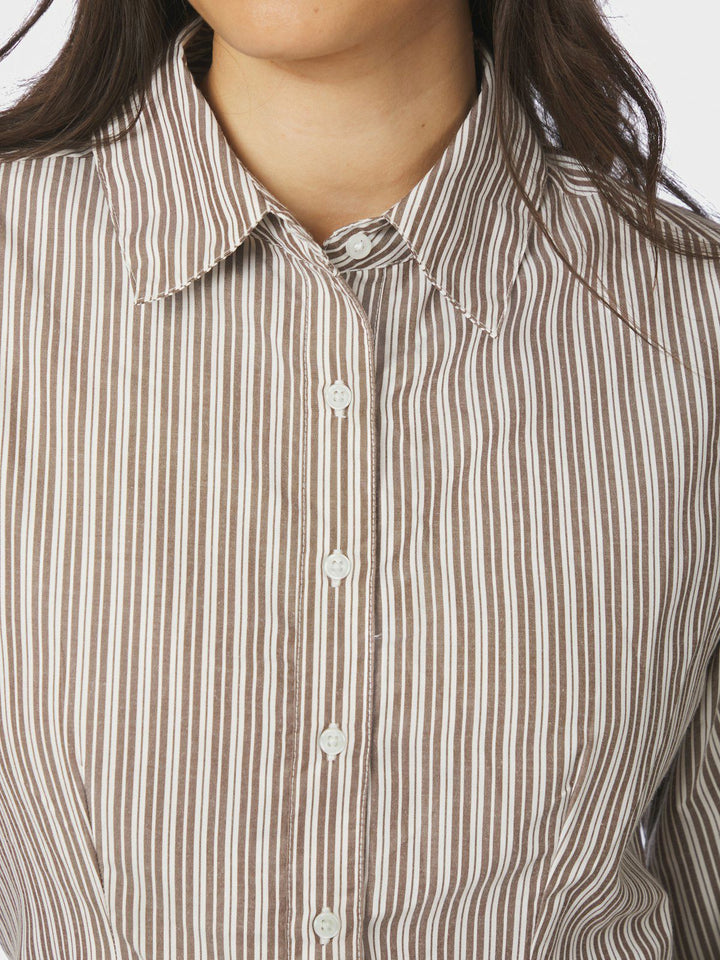 Rosa Double Mix Stripe Shirt Dusty Brown