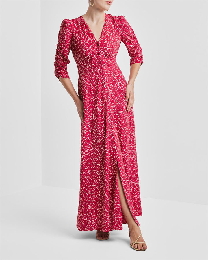 Spring Button-Down Dress  Red Dots