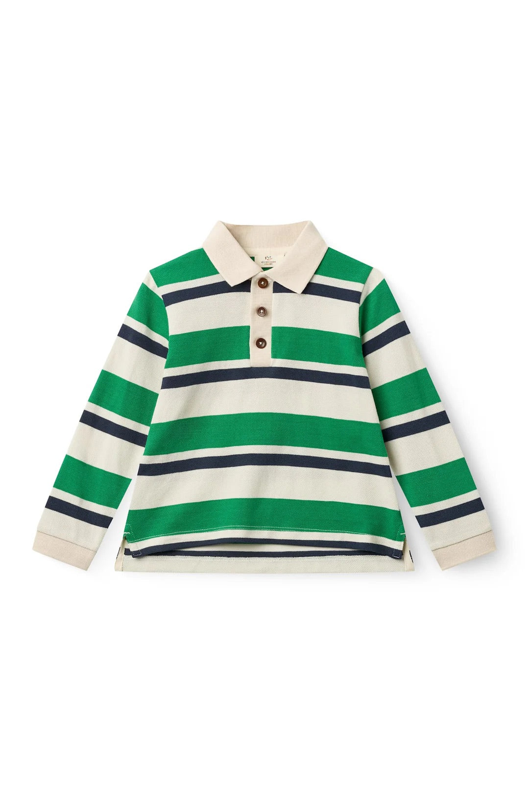 STRIPED PIQUE POLO W. LS  Sharp Green Comb.