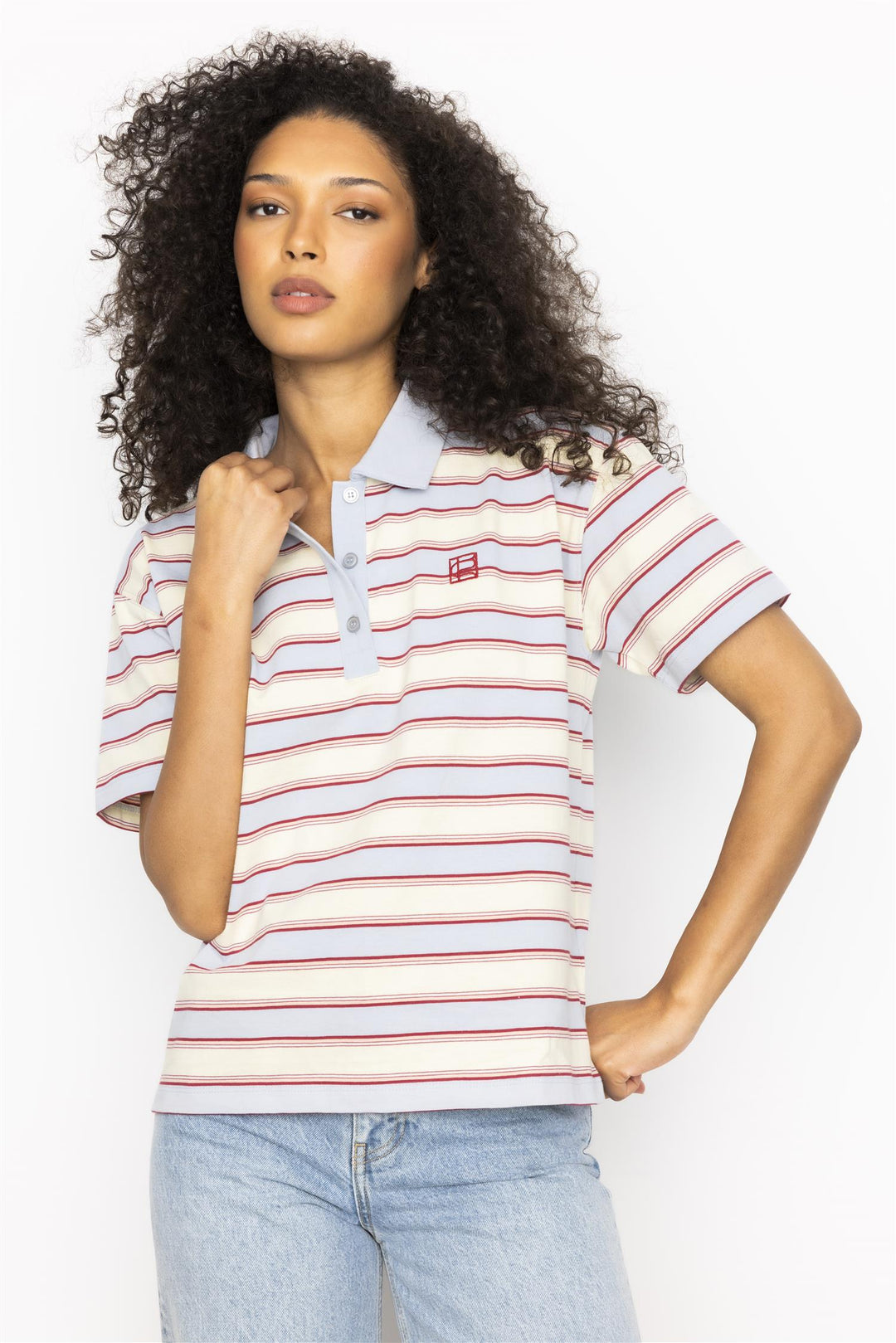 Evelyn polo tee  Ocean Stripe