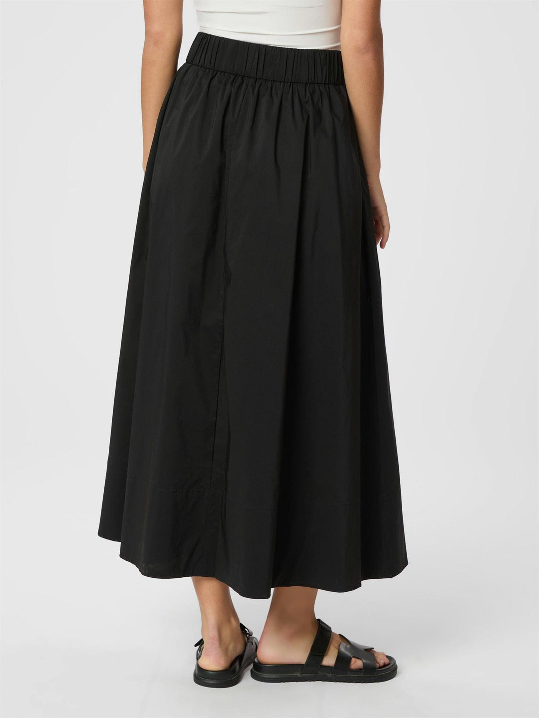 Yara Long Poplin Skirt  Black