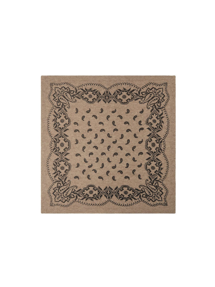 Adelina Paisley Knit Scarf  Beige Melange